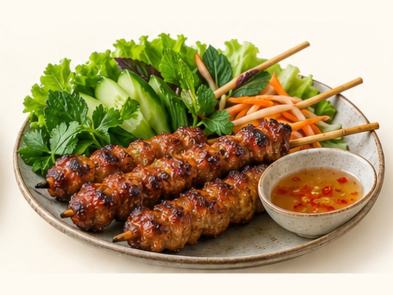 Grillede vietnamesiske svinekødsspyd